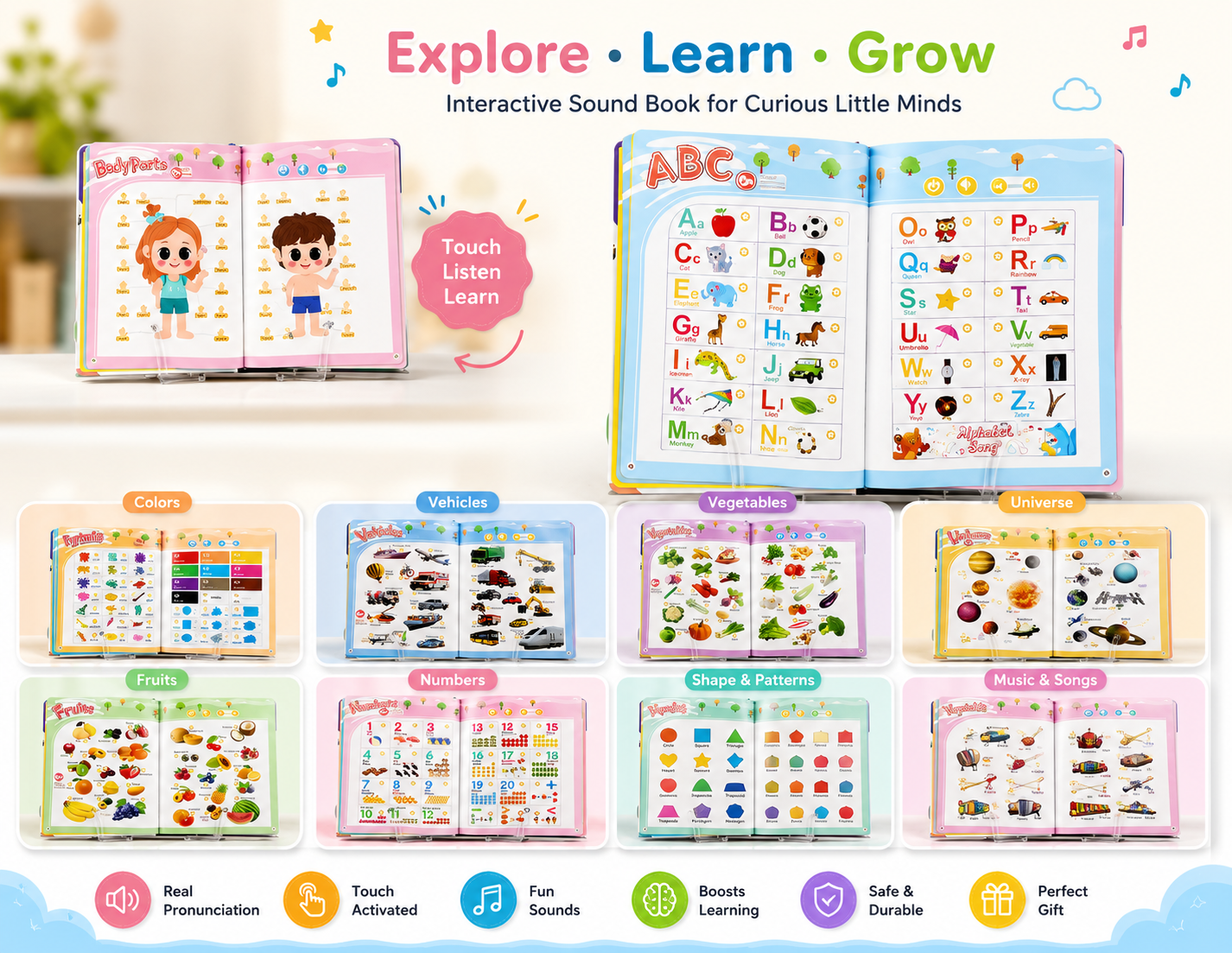 Touch & Learn English Sound Book for Kids