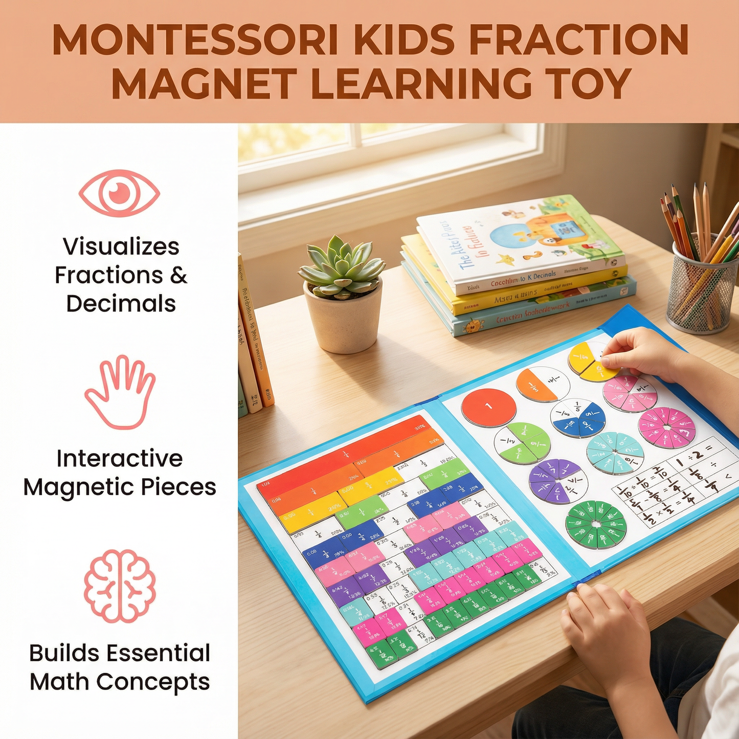 Magnetic Fraction Learning Board for Kids