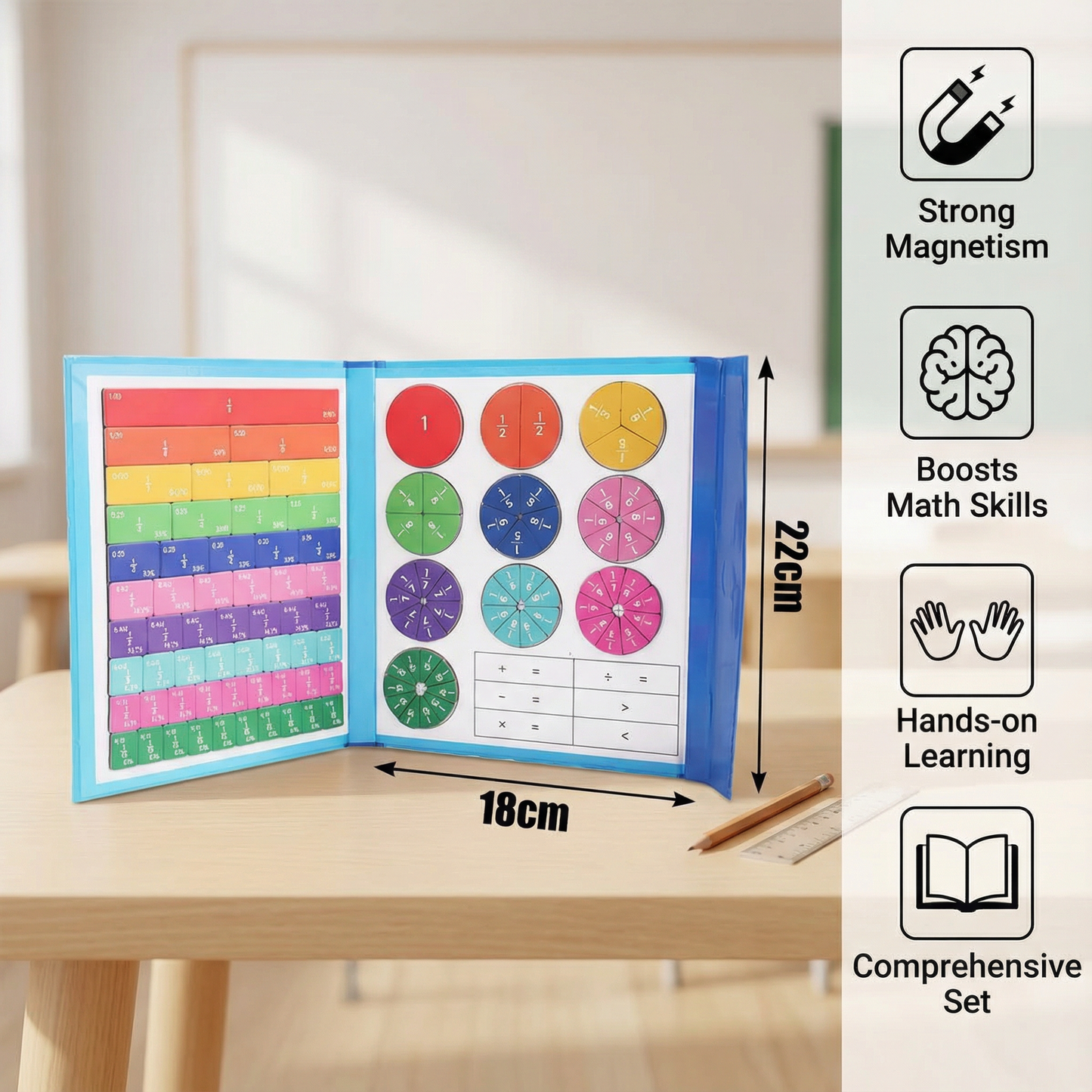 Magnetic Fraction Learning Board for Kids