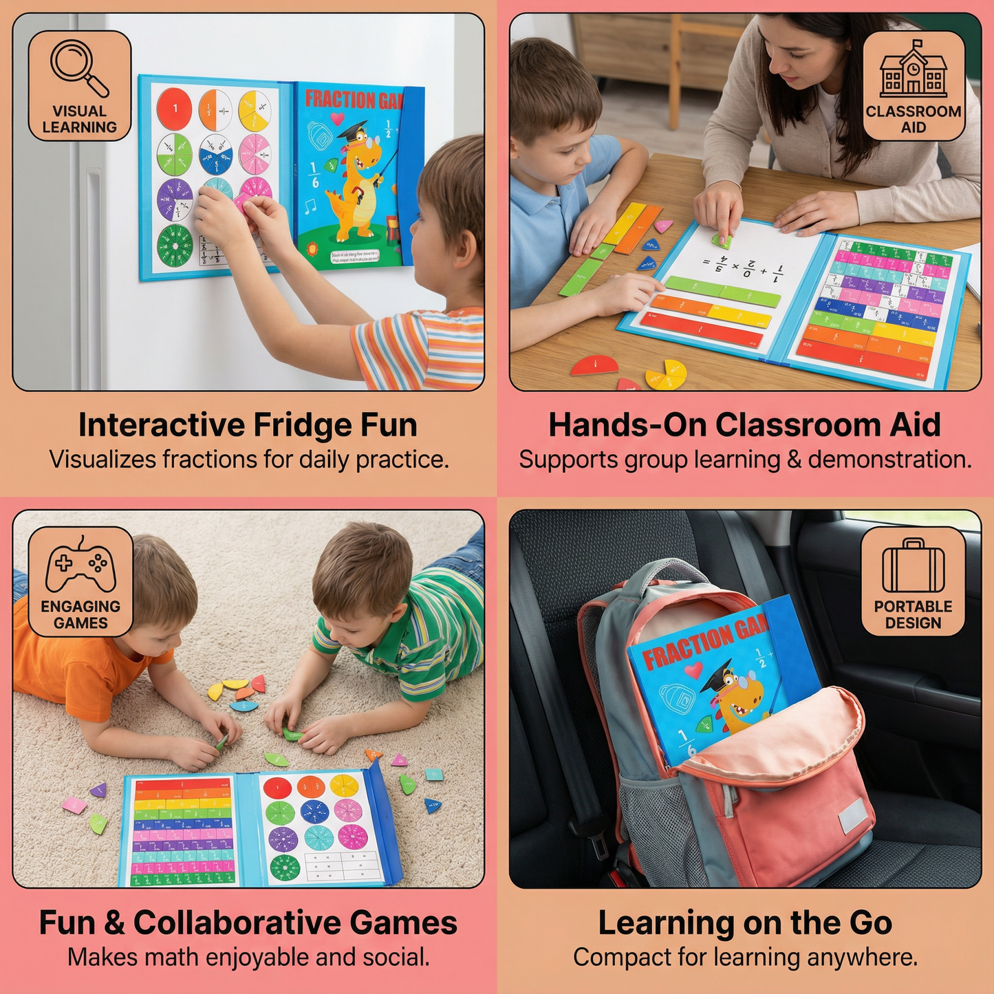 Magnetic Fraction Learning Board for Kids